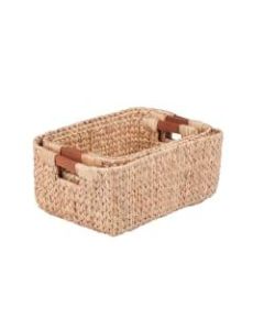 Honey-Can-Do Water Hyacinth Baskets, Rectangular, Natural/Brown, Pack Of 3