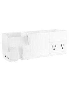 Bostitch Office Konnect Stackable 4-Piece Desk Organization Kit With Power Station, White