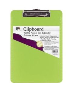CLI Rubber Grip Plastic Clipboards - 8 1/2in x 11in - Low-profile - Plastic - Neon Green - 1 Each