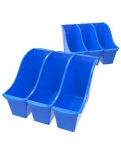 Storex Book Bins, Medium Size, Blue, Pack Of 6