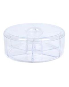 Mind Reader 6-Compartment Acrylic Round Tea Bag Holder With Lid, 3-1/4in x 8in, Clear