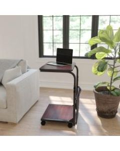 Flash Furniture Mobile Sit/Stand Ergonomic Computer Desk With Removable Pouch, 46-3/4inH x 24inW x 20inD, Mahogany