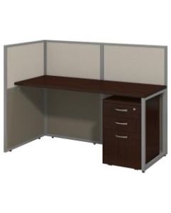 Bush Business Furniture Easy Office Straight Desk Open Office With 3-Drawer Mobile Pedestal, 44 15/16inH x 60 1/16inW x 30 9/16inD, Mocha Cherry