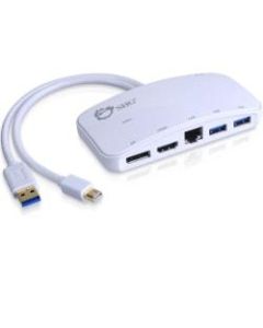 SIIG Mini-DP Video Dock with USB 3.0 LAN Hub - White - for Notebook/Tablet PC - USB 3.0 - 3 x USB Ports - 3 x USB 3.0 - Network (RJ-45) - HDMI - DisplayPort - Mini DisplayPort - Wired