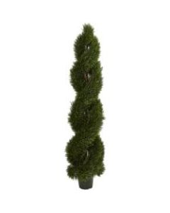 Nearly Natural 6ftH Double-Pond Cypress Spiral Topiary With Pot, Green