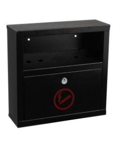 Alpine Quick Clean Rectangular Steel Wall-Mounted Cigarette Disposal Bin, 12-1/4inH x 5-13/16inW x 4-1/4inD, Black