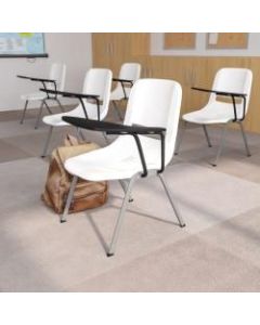 Flash Furniture Ergonomic Shell Chair With Left-Handed Flip-Up Tablet Arm, White