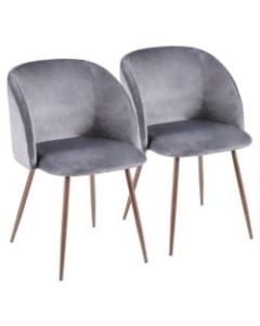 LumiSource Fran Accent/Dining Chairs, Gray/Walnut, Set Of 2 Chairs