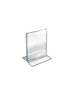Azar Displays Double-Foot Acrylic Sign Holders, 7in x 5 1/2in, Clear, Pack Of 10