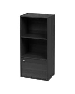 IRIS 35inH 3-Tier Storage Shelf With Door, Black