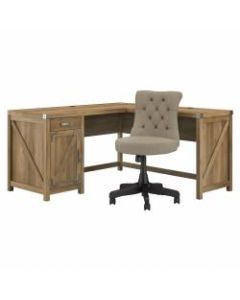 Kathy Ireland Home by Bush Furniture Cottage Grove 60inW L Shaped Desk and Chair Set, Reclaimed Pine, Standard Delivery