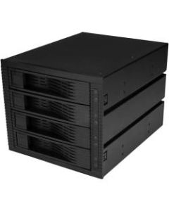 StarTech.com 4 Bay 3.5in SATA SAS Backplane - Hot Swap Mobile Rack for 3 5.25in Bays - Trayless - HDD Rack - SAS Backplane - SATA Backplane - Hot swap up to four 3.5in SATA or SAS hard drives using three 5.25in bays - 4 Bay 3.5in SATA SAS Backplane