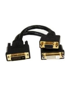 StarTech.com 8in Wyse DVI Splitter Cable - DVI-I to DVI-D and VGA - M/F - 8in DVI/VGA Video Cable for Video Device, Monitor, Projector - First End: 1 x DVI-I Male Video - Second End: 1 x DVI-D Female Digital Video, Second End: 1 x HD-15 Female VGA - Split