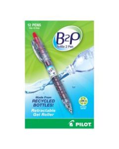 Pilot BeGreen B2P Fine Point Gel Pens - Fine Pen Point - 0.7 mm Pen Point Size - Refillable - Retractable - Red Gel-based Ink - Plastic Barrel - 12 / Box