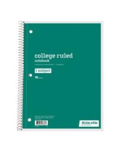 Just Basics Spiral Notebook, 8in x 10-1/2in, College Ruled, 70 Sheets, Green