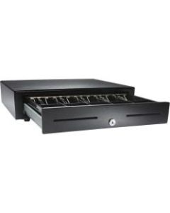 APG Cash Drawer Vasario 1915 Cash Drawer - 4 Bill x 6 Coin - Dual Media Slot - Black - Powered USB - 4.3in H x 18.8in W x 15.1in D