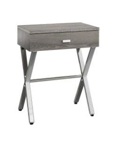 Monarch Specialties Nicole Accent Table, 22-1/4inH x 18-1/4inW x 12inD, Dark Taupe/Silver