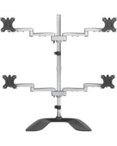 StarTech.com Quad Monitor Stand - Desktop VESA 4 Monitor Arm up to 32in Screens - Ergonomic Articulating Pole Mount - Adjustable - Silver - VESA 75x75/100x100mm desktop quad monitor stand 2x2 supports 4 displays up to 32in 17.6lb per screen