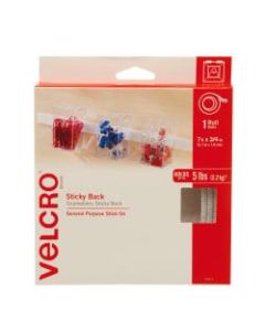 VELCRO Brand Sticky Back Fastener Tape Roll, 3/4in x 5ft, White