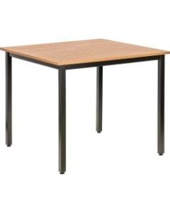 Lorell Faux Wood Square Outdoor Table, Teak/Black