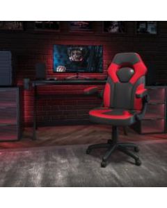 Flash Furniture X10 Ergonomic LeatherSoft High-Back Racing Gaming Chair With Flip-Up Arms, Red/Black