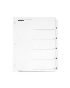 Cardinal QuickStep OneStep Index Systems - 5 x Divider(s) - Printed Tab(s) - Digit - 1-5 - 5 Tab(s)/Set - 9in Divider Width x 11in Divider Length - Letter - 8 1/2in Width x 11in Length - 3 Hole Punched - White Paper Divider - White Mylar Tab(s) - 24 / Box