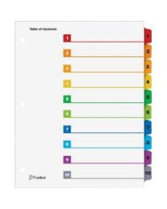Cardinal QuickStep OneStep Printable Table of Contents Dividers - 10 x Divider(s) - Printed Tab(s) - Digit - 10 Tab(s)/Set - 9in Divider Width x 11in Divider Length - Letter - 8.50in Width x 11in Length - 3 Hole Punched - White Paper