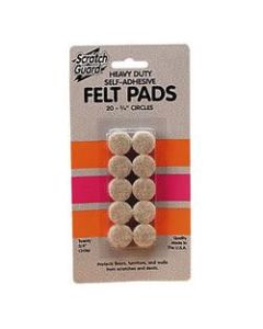 Master Caster Scratch Guard Self-Adhesive Felt Pads, 3/4in Diameter Circles, Pack Of 20