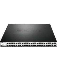 D-Link DGS-1210-52MP Ethernet Switch - 52 Ports - Manageable - Gigabit Ethernet - 10/100/1000Base-T, 1000Base-X - 2 Layer Supported - 4 SFP Slots - Twisted Pair, Optical Fiber - 1U High - Desktop, Rack-mountable - Lifetime Limited Warranty