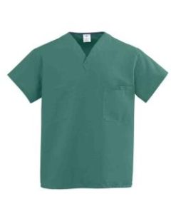 Medline ComfortEase Unisex 1-Pocket Reversible Scrub Top, 2X, Midnight Blue