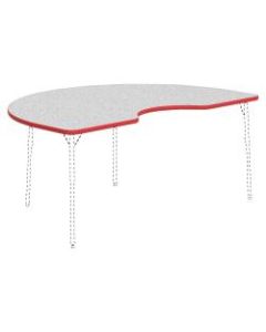 Lorell Classroom Kidney-Shaped Activity Table Top, 72inW x 48inD, Gray Nebula/Red