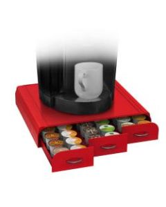 Mind Reader Coffee Pod Triple Storage Drawer, 2 3/4inH x 13 1/2inW x 12 7/8inD, Red