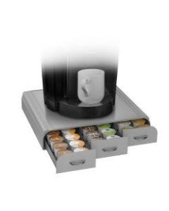 Mind Reader Coffee Pod Triple Storage Drawer, 2-3/4inH x 13-1/2inW x 12-7/8inD, Silver