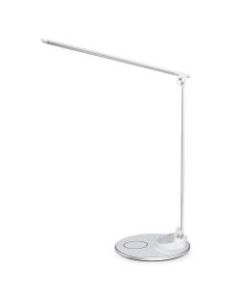 WorkPro LED USB Desk Lamp with Qi Certified Wireless Charger, 16-1/2inH, White/Silver
