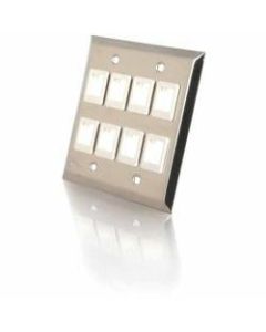 C2G 8-Port Double Gang Multimedia Keystone Wall Plate - Stainless Steel - 8 x Socket(s) - 2-gang