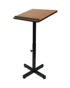 AmpliVox W330 - Xpediter Adjustable Lectern Stand - Rectangle Top - Black Base - 16in Table Top Width x 20in Table Top Depth - 44in Height - Assembly Required - High Pressure Laminate (HPL), Walnut - Particleboard