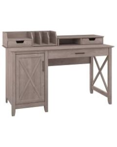 Bush Furniture Key West 54inW Computer Desk With Storage And Desktop Organizers, Washed Gray, Standard Delivery