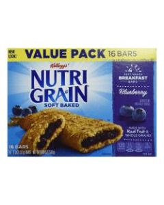 Kelloggs Nutri-Grain Bars, Blueberry, 1.3 Oz, Box Of 16