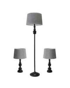 Adesso Chandler Lamps, Herringbone Shades/Dark Bronze Bases, Set Of 3