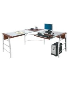 Realspace Mezza 62inW L-Shaped Desk, Cherry/Chrome