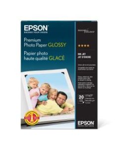 Epson Premium Glossy Photo Paper, Ledger Size (11in x 17in), Pack Of 20 Sheets