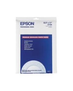 Epson Photo Paper, Semi-gloss, Letter Size (8 1/2in x 11in), 68 Lb, White, 20 Sheets
