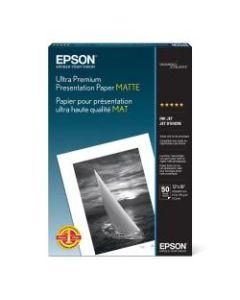 Epson Ultra Premium Matte Presentation Paper, 13in x 19in, 104 Brightness, 51 Lb, Pack Of 50 Sheets