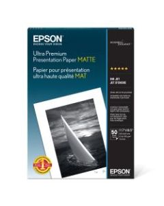 Epson Ultra Premium Matte Presentation Paper, A3 (11.7in x 16.5in), 104 Brightness, 41 Lb, Pack Of 50 Sheets