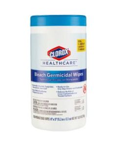 Clorox Healthcare Bleach Germicidal Wipes - Ready-To-Use Wipe6in Width x 5in Length - 150 / Canister - 300 / Pallet - White