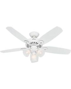 Hunter Fan Builder Ceiling Fan - 5 Blades - 42in Diameter - 3 Speed - Reversible Motor, Quiet, Pull Chain Switch - 18.1in Height - Metal - Snow White