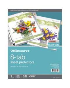 Office Depot Brand Tabbed Sheet Protectors, 8-1/2in x 11in, 8-Tab, Clear