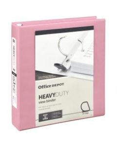 Office Depot Heavy-Duty View 3-Ring Binder, 1 1/2in D-Rings, 49% Recycled, Pink