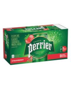 Perrier Sparkling Mineral Water, Strawberry, 8.45 Oz, Pack Of 10