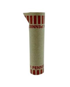 PAP-R Tubular Coin Wrappers - Total $0.50 in 50 Coins of 1cents Denomination - Heavy Duty, Burst Resistant - Kraft - Red